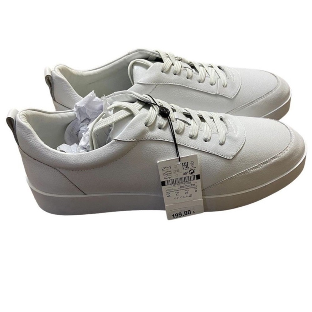 Massimo Dutti Studio White Leather Sneakers men 12 NWT